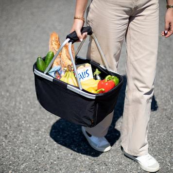 Shopper „BASKET” - preklopna ,napravljena od stofa