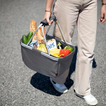 Shopper „BASKET” - preklopna ,napravljena od stofa