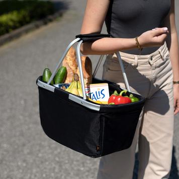 Shopper „BASKET” - preklopna ,napravljena od stofa